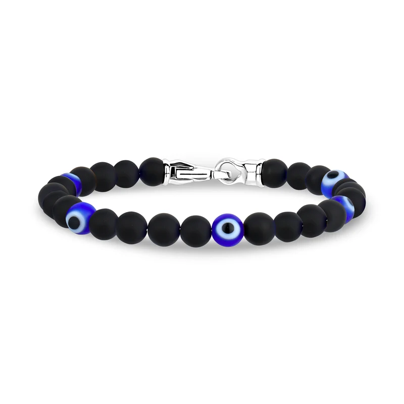 Schwarzer Onyx Evil Eye Armband | 6MM