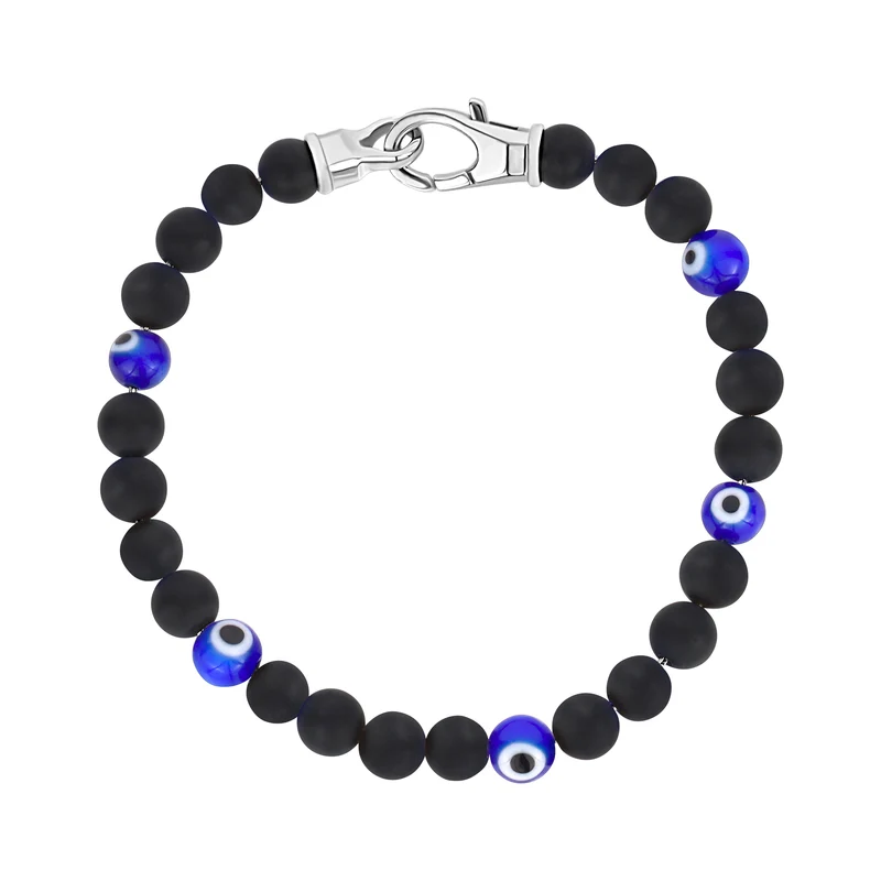 Schwarzer Onyx Evil Eye Armband | 6MM