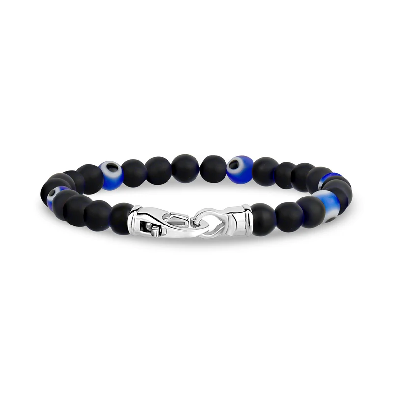 Schwarzer Onyx Evil Eye Armband | 6MM