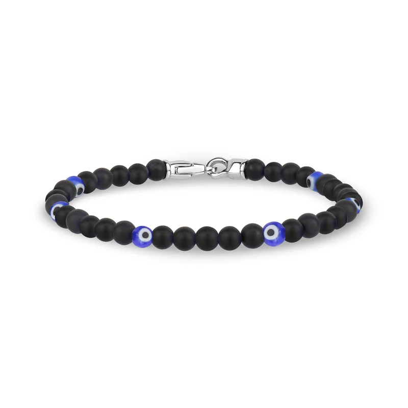Schwarzer Onyx Evil Eye Armband | 4MM