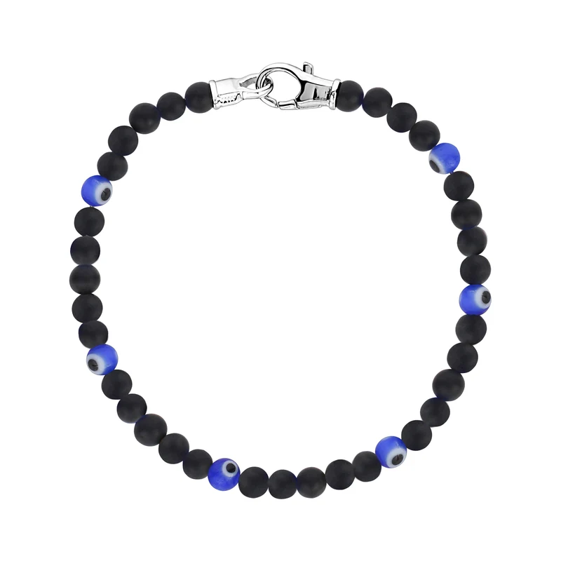 Schwarzer Onyx Evil Eye Armband | 4MM