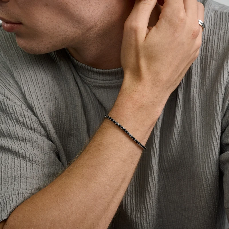Schwarzer Stein Tennisarmband | 3mm