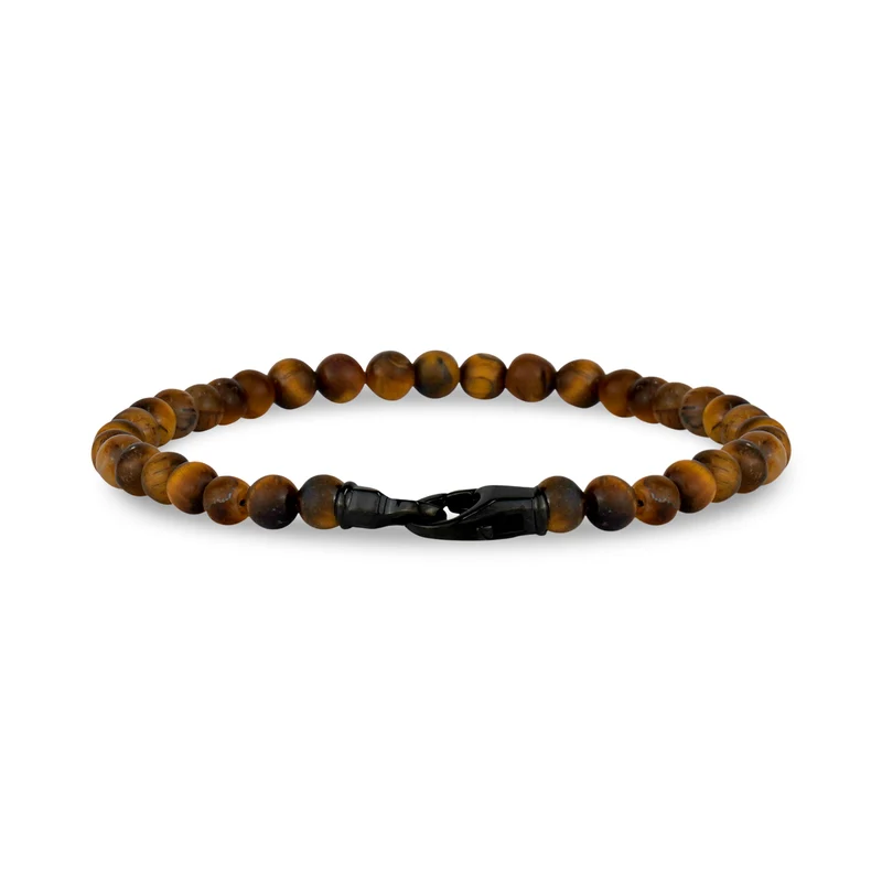 4mm Stahlschließe mattbraun Perlenarmband