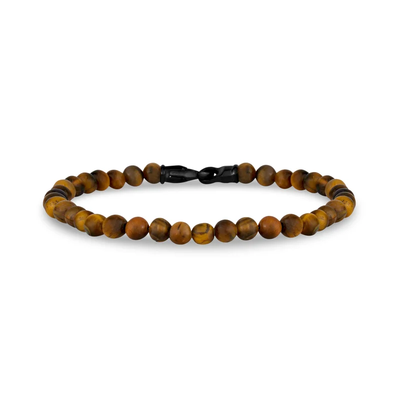 4mm Stahlschließe mattbraun Perlenarmband