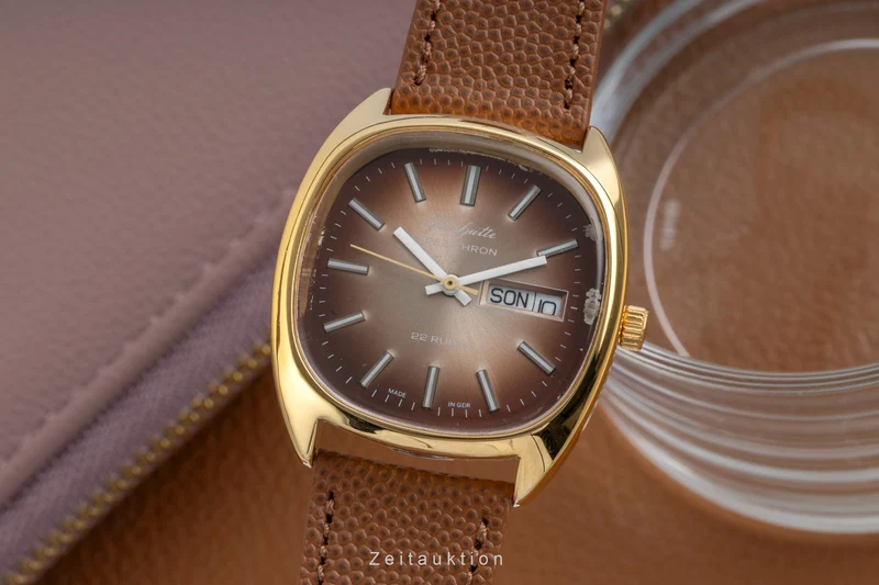 Glashütte Spezichron gilt-brass automatic men's watch Vintage [2604528]