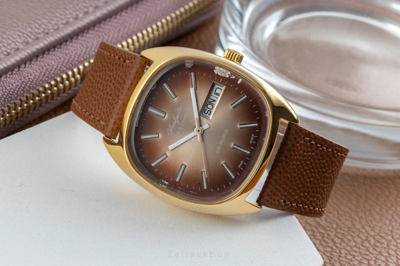 Glashütte Spezichron gilt-brass automatic men's watch Vintage [2604528]