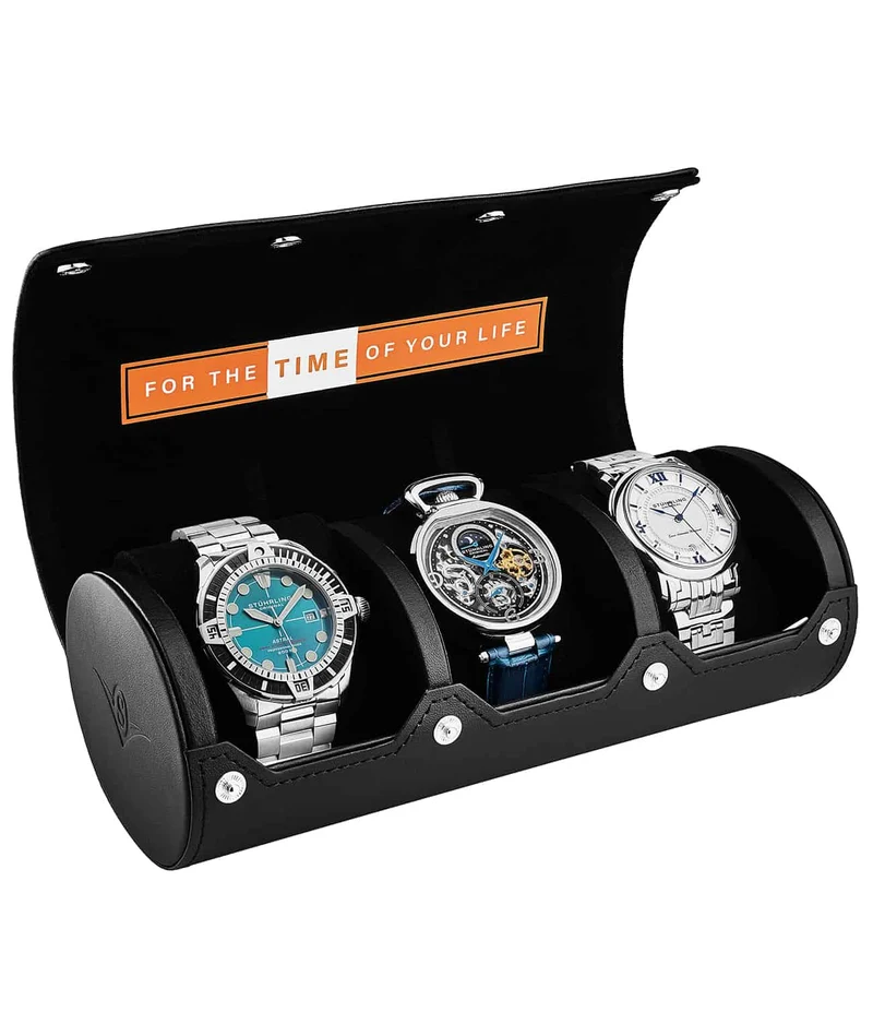 Gift of 3 Slot Travel Watch Vegan Leather Case
