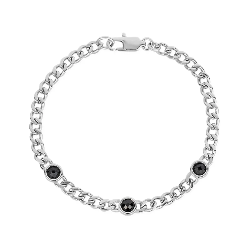 Kubanisches Gliederarmband mit drei Steinen