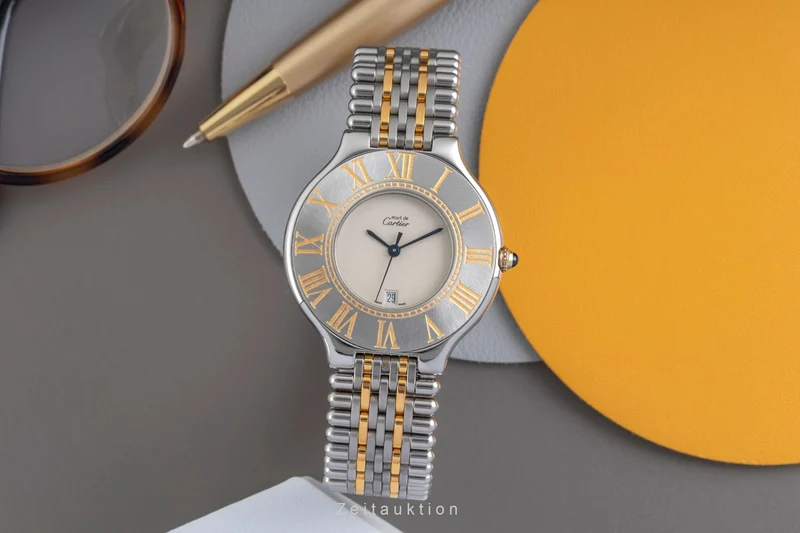 Cartier Must De Cartier 21 gilt / steel quartz men's watch 9011 [2604024]