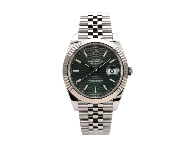 Rolex Datejust 41 Edelstahl Weißgold 126334 Mint Green Riffelmuster Jubile