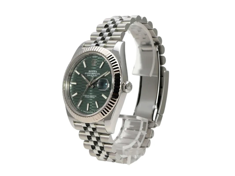Rolex Datejust 41 Edelstahl Weißgold 126334 Mint Green Riffelmuster Jubile