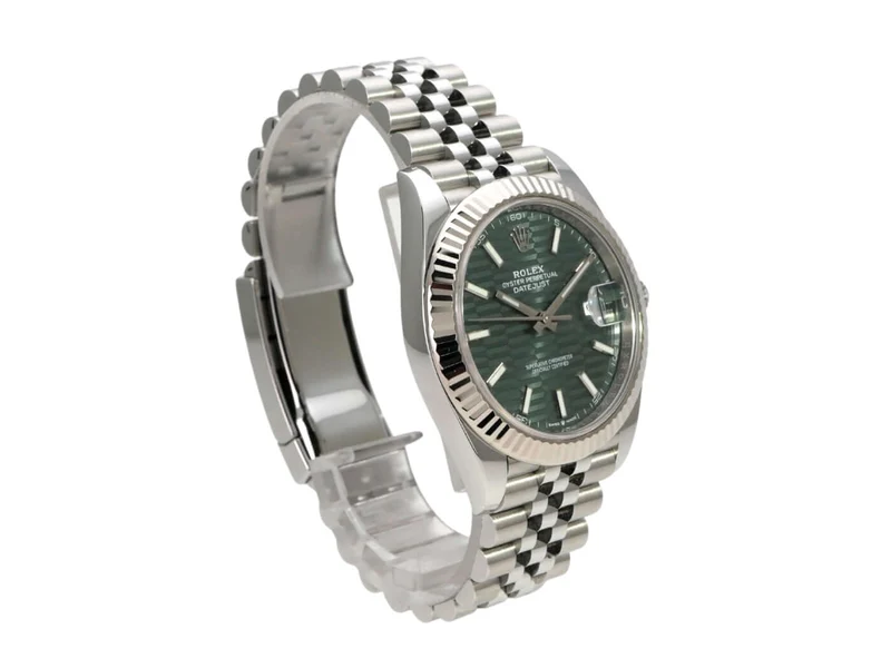 Rolex Datejust 41 Edelstahl Weißgold 126334 Mint Green Riffelmuster Jubile