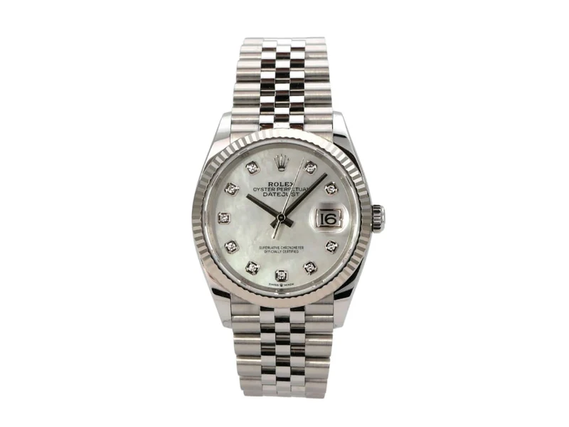 Rolex Datejust 36 Oystersteel Weißgold 126234 Perlmutt Diamant Jubile-Band