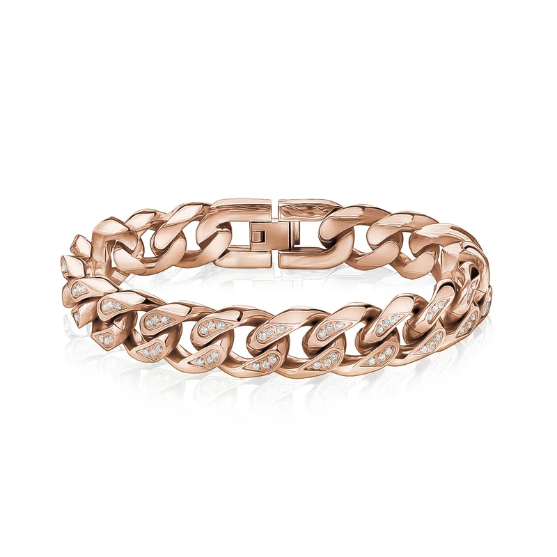 14mm Steinbesetztes kubanisches Gliederarmband