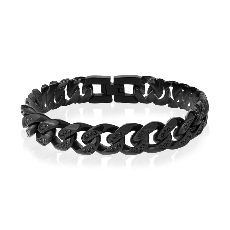 14mm Steinbesetztes kubanisches Gliederarmband