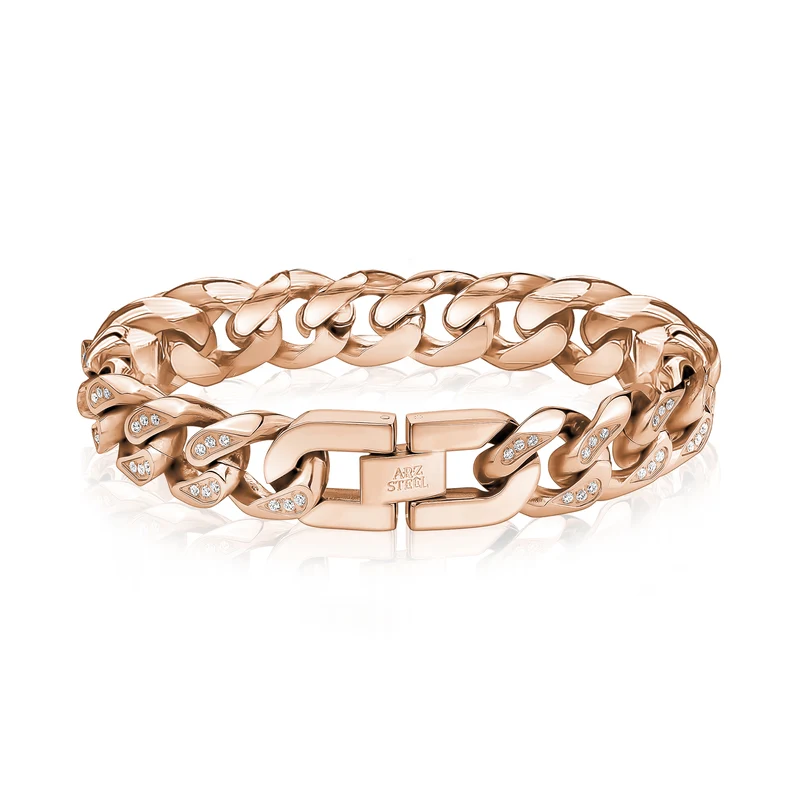 14mm Steinbesetztes kubanisches Gliederarmband