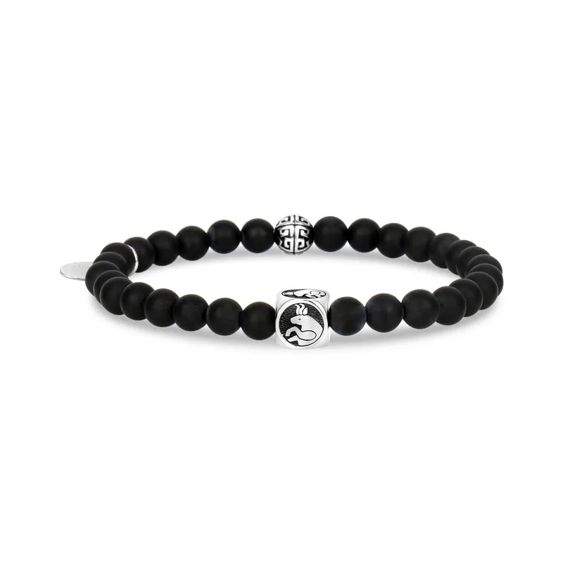 6 mm mattschwarzer Onyx Sternzeichen-Armband