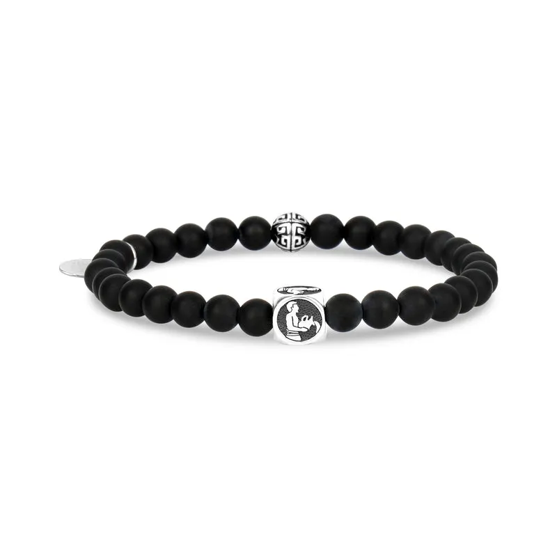 6 mm mattschwarzer Onyx Sternzeichen-Armband