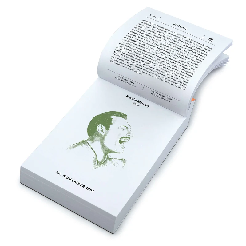 THE FAMOUS DIE YOUNG | Immer währender Kalender mit 365 spannende Kurzbiografien - 16x11,5 cm | seltmann+söhne