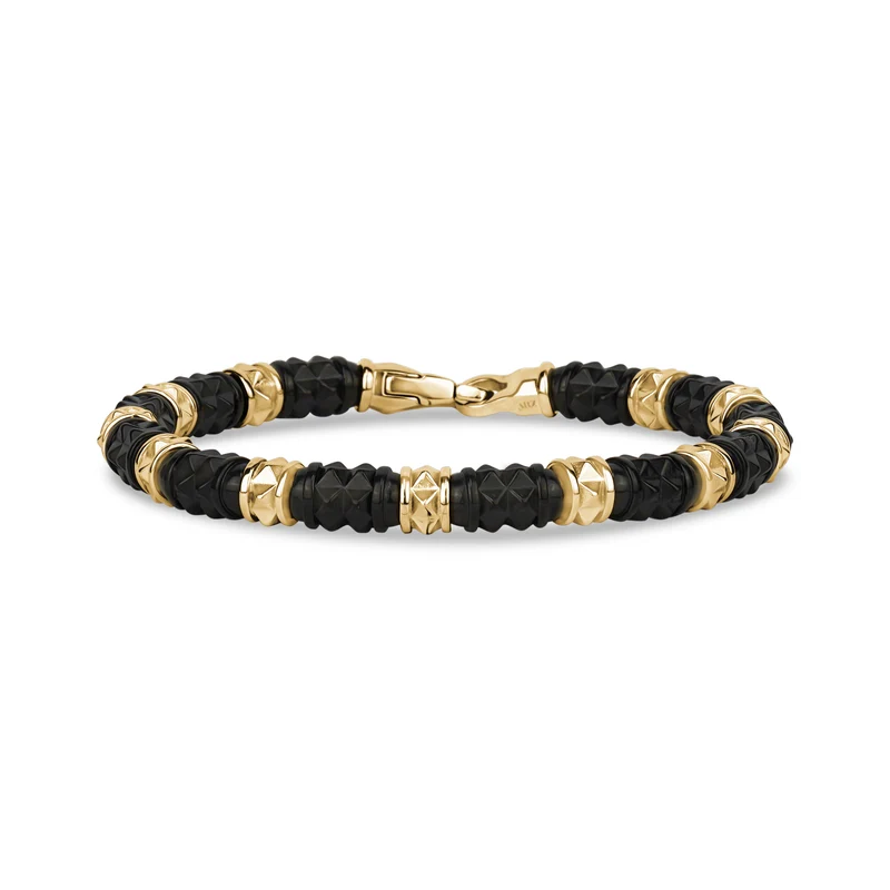 6mm Gold & Gunmetal Stachelperlenarmband