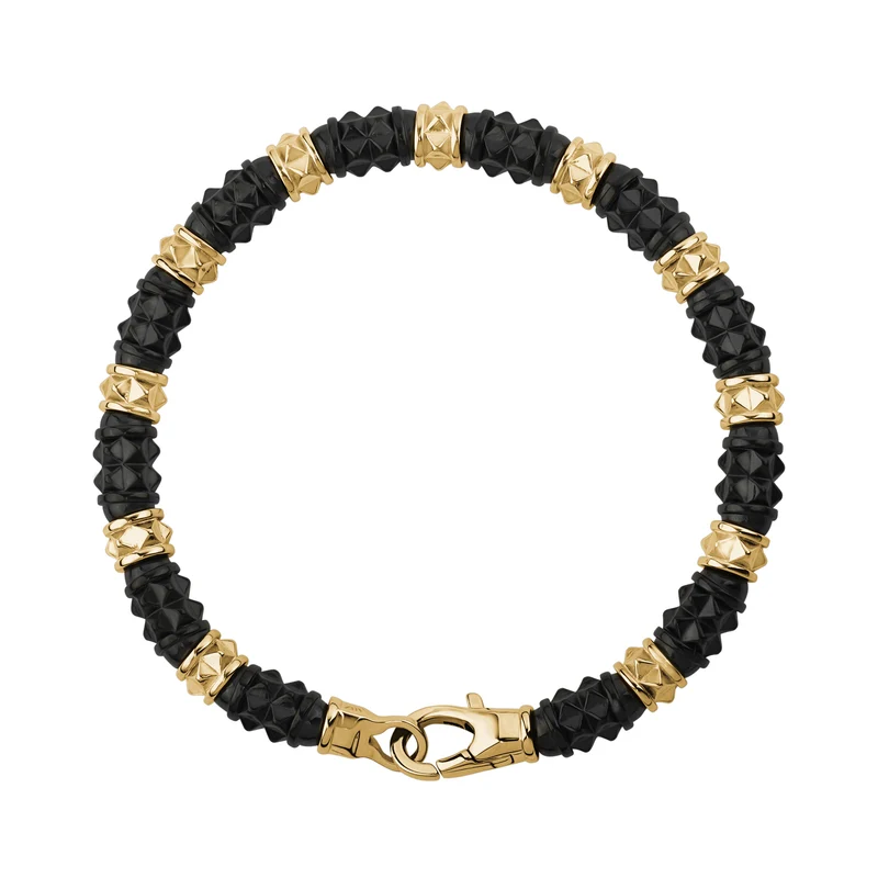 6mm Gold & Gunmetal Stachelperlenarmband