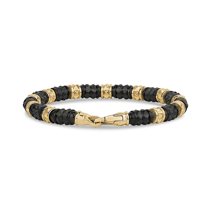 6mm Gold & Gunmetal Stachelperlenarmband