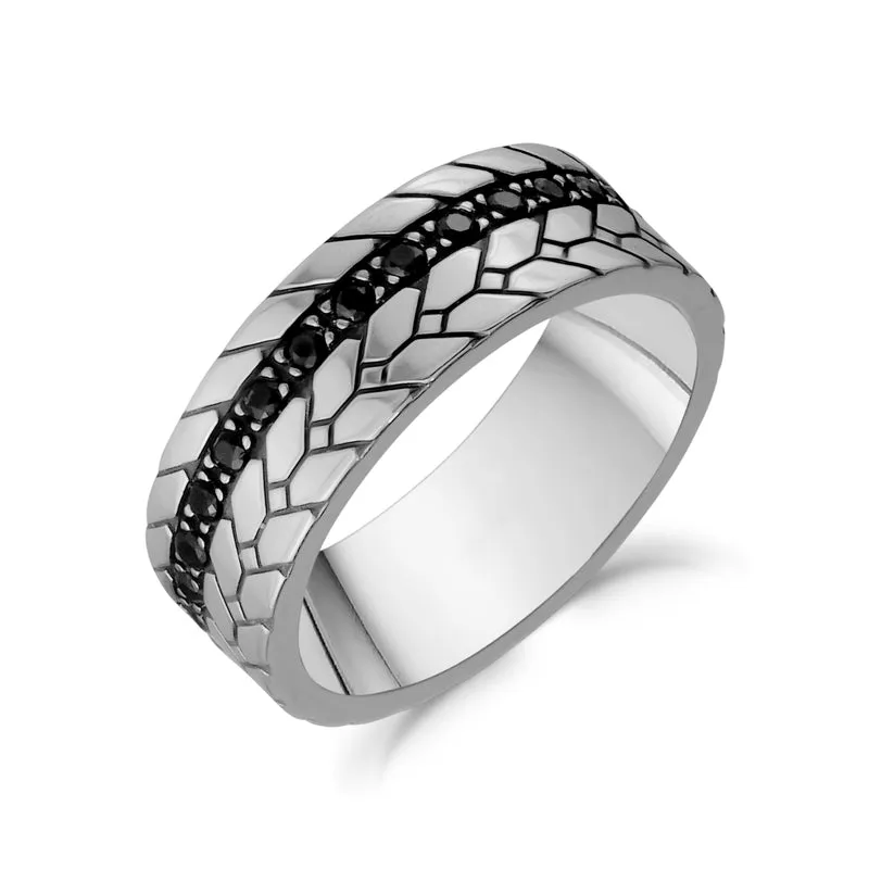 7mm Schwarzer Stein Detaillierte Band