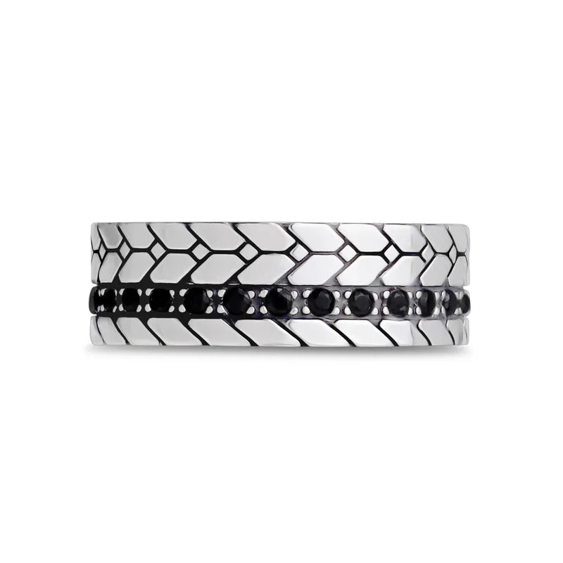 7mm Schwarzer Stein Detaillierte Band