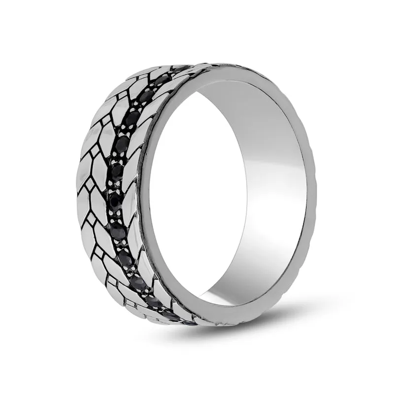 7mm Schwarzer Stein Detaillierte Band