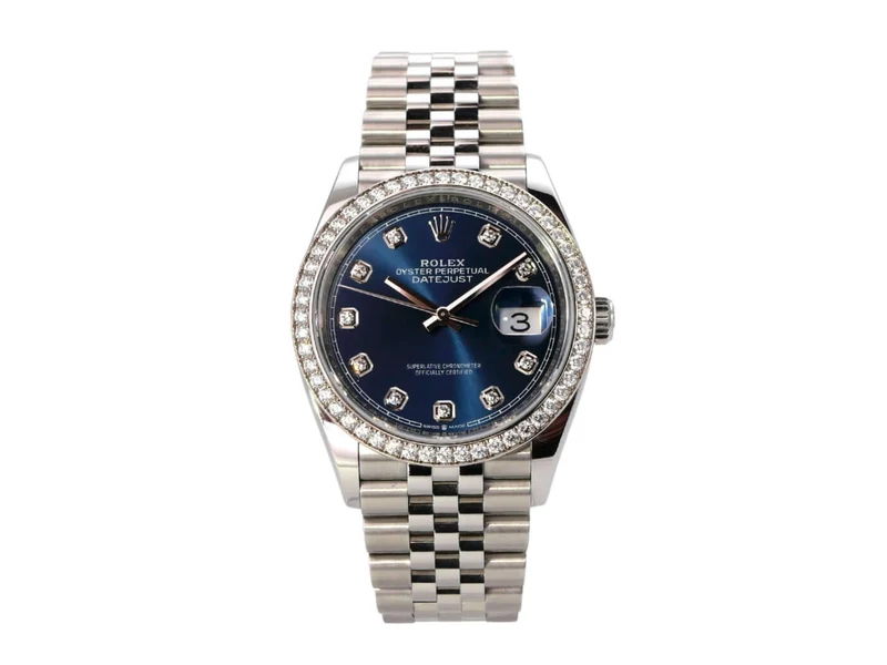 Rolex Datejust 36 Weißgold Diamant 126284RBR Blau Diamant Jubile-Band