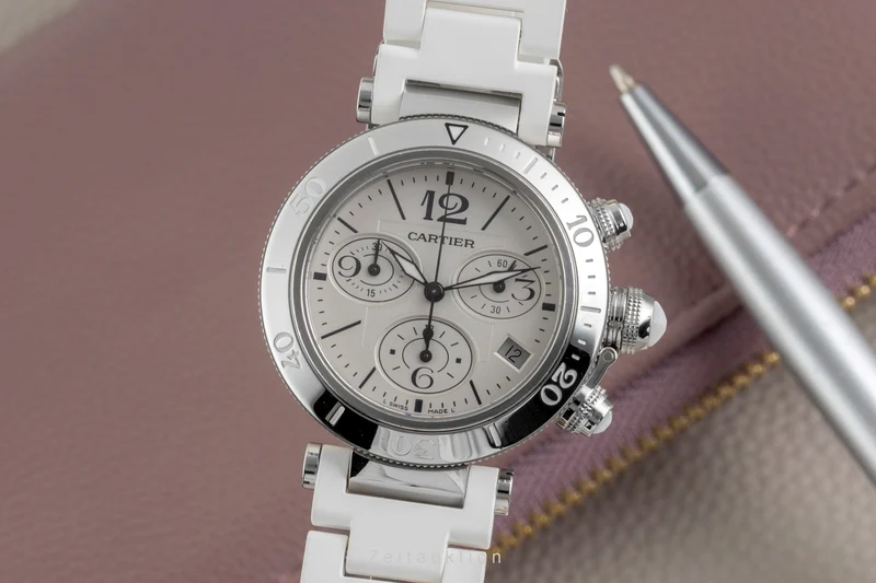 Cartier Pasha chronograph steel quartz women's watch W3140005 [2604718]