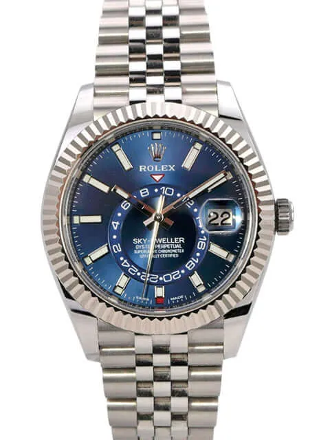 Rolex Sky-Dweller 326934 Edelstahl Weißgold Blau Jubile-Band
