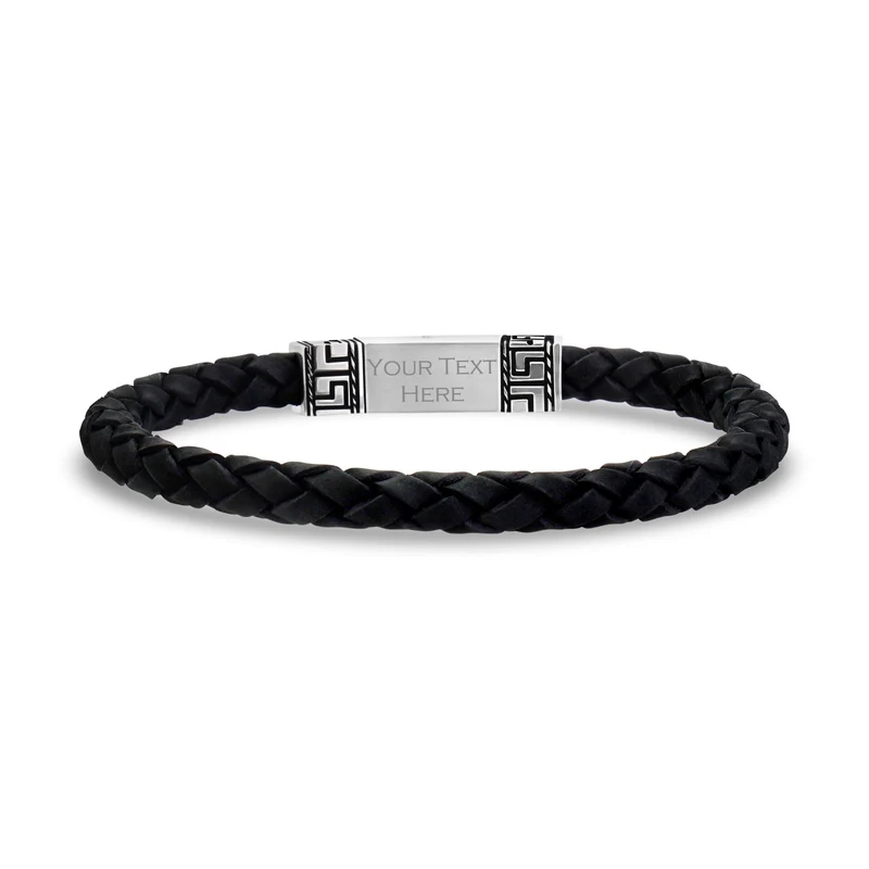 Griechischer Schlüssel Lederarmband | 6MM