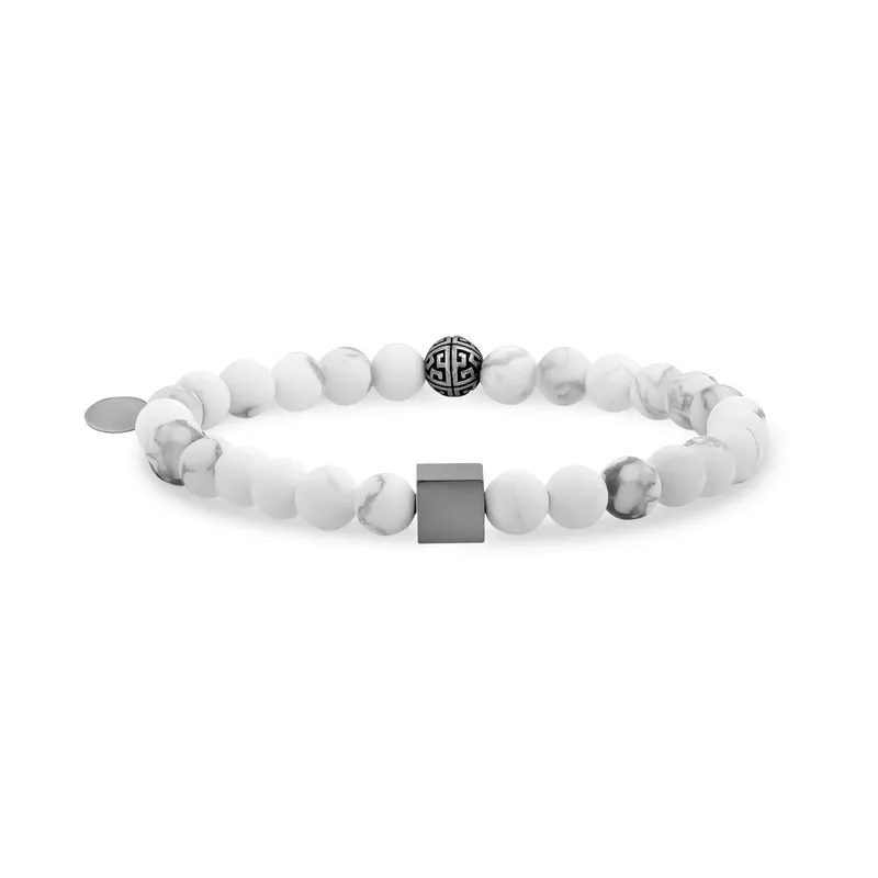 6mm Würfel matt weißes Perlenarmband