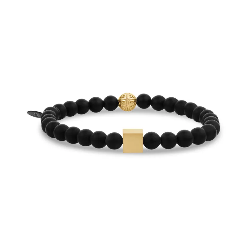 6mm Würfel mattschwarzes Perlenarmband