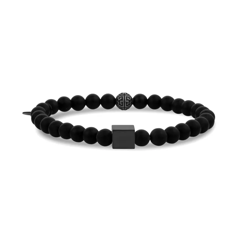 6mm Würfel mattschwarzes Perlenarmband