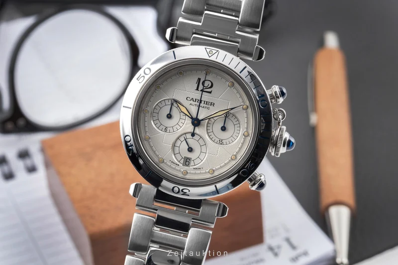 Cartier Pasha chronograph steel automatic men's watch W31030H3 [2604278]