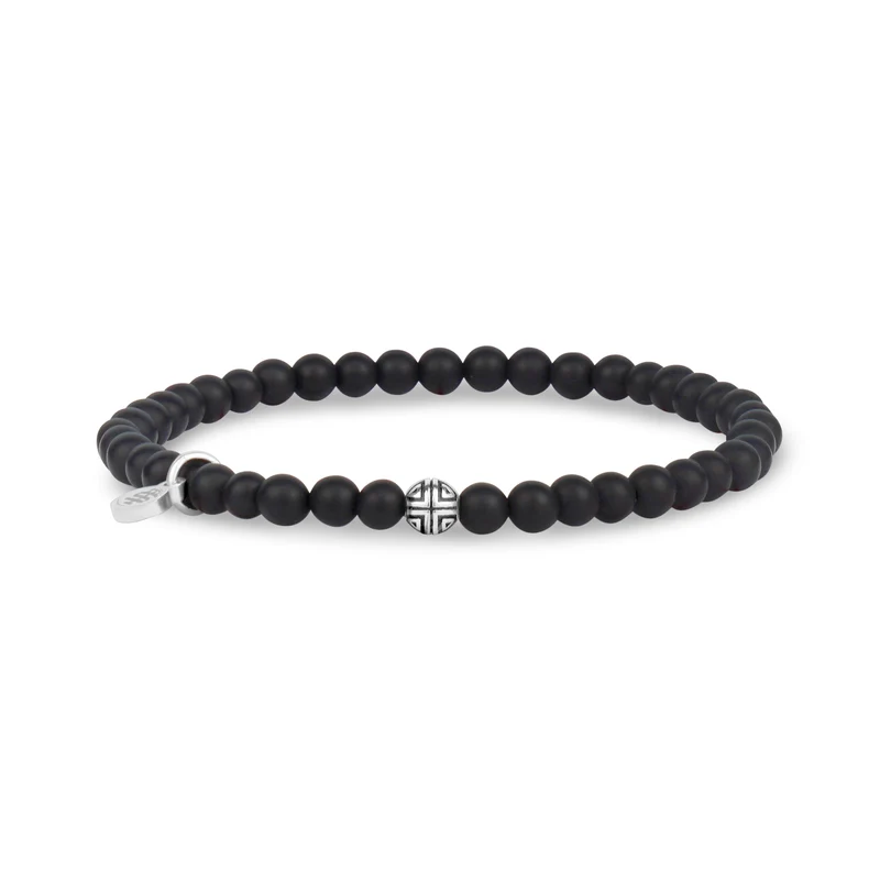 Mattes schwarzes Perlenarmband | 4MM