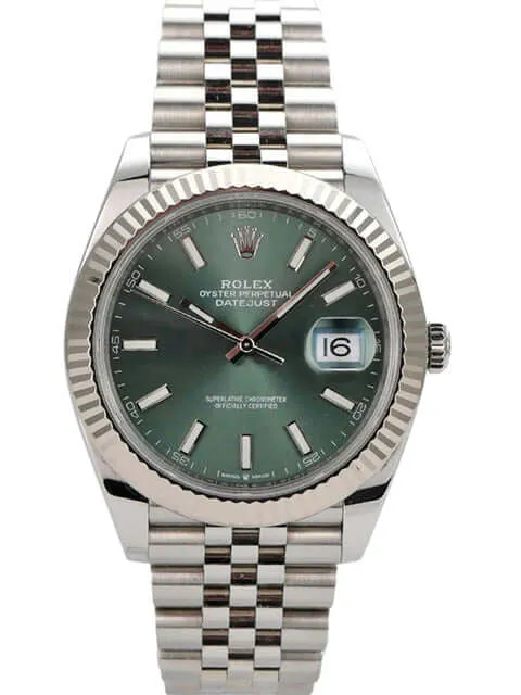 Rolex Datejust 41 Edelstahl Weißgold 126334 Mint Green Jubile-Band