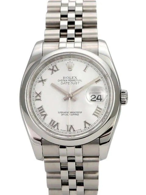 Rolex Datejust 36 116200 Weiß Römisch Jubile-Band