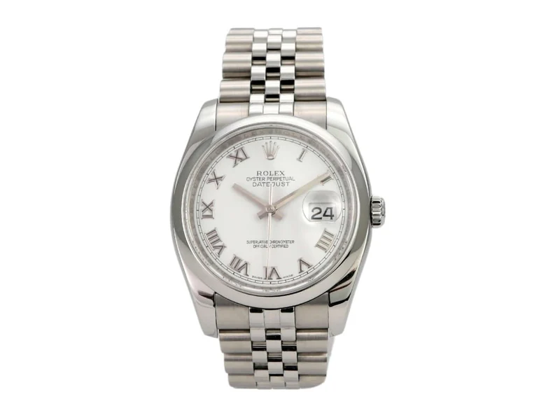 Rolex Datejust 36 116200 Weiß Römisch Jubile-Band