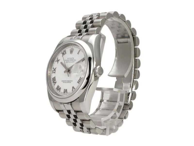 Rolex Datejust 36 116200 Weiß Römisch Jubile-Band
