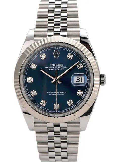 Rolex Datejust 41 Edelstahl Weißgold 126334 Blau Dia Jubile-Band