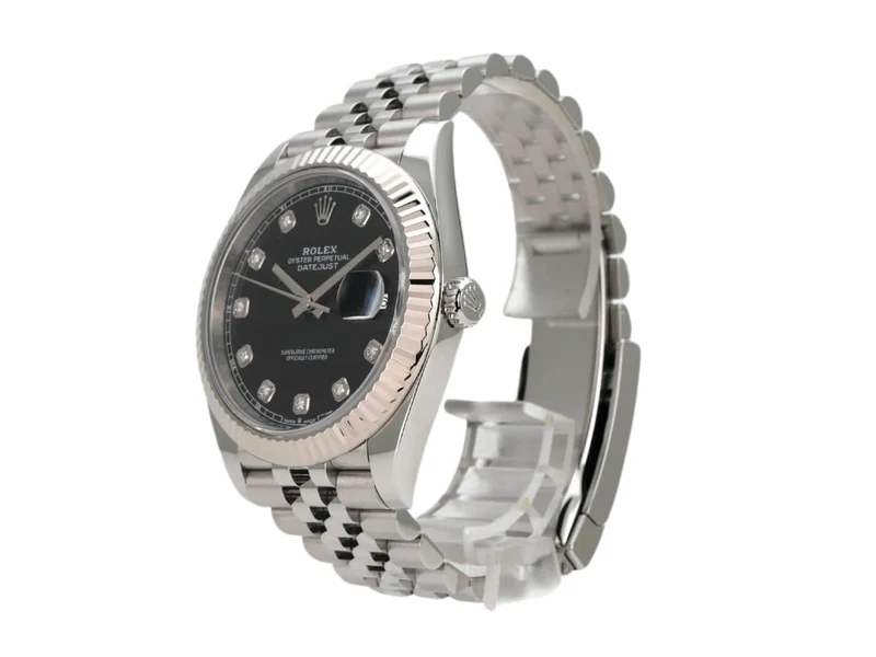 Rolex Datejust 41 Edelstahl Weißgold 126334 Schwarz Dia Jubile-Band