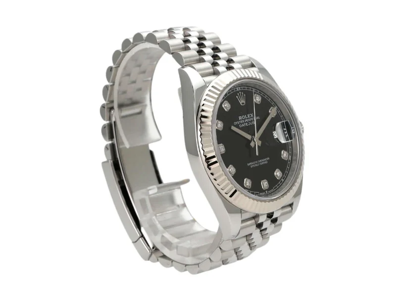 Rolex Datejust 41 Edelstahl Weißgold 126334 Schwarz Dia Jubile-Band