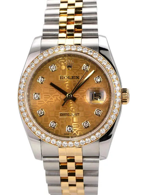 Rolex Datejust 36 Diamant Lünette 116243 Champagner Dia Jubile-Band