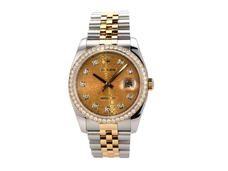 Rolex Datejust 36 Diamant Lünette 116243 Champagner Dia Jubile-Band