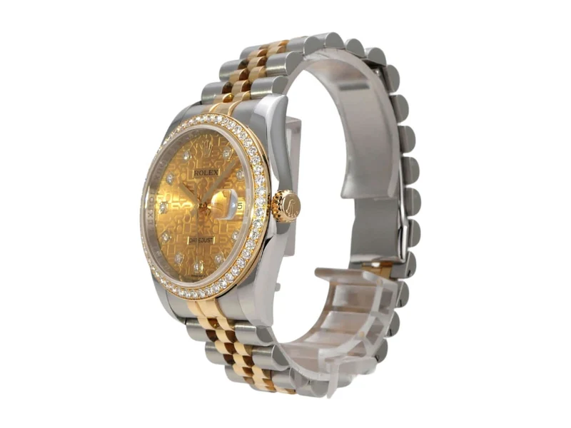 Rolex Datejust 36 Diamant Lünette 116243 Champagner Dia Jubile-Band