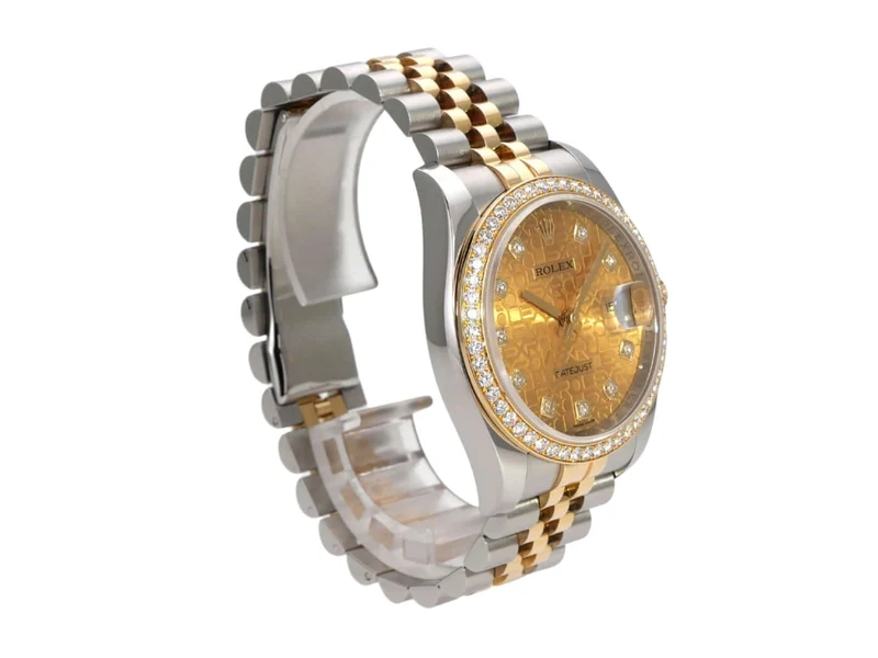 Rolex Datejust 36 Diamant Lünette 116243 Champagner Dia Jubile-Band
