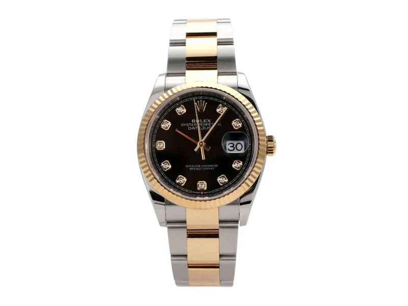 Rolex Datejust 36 Oystersteel Gelbgold 126233 Schwarz Diamant